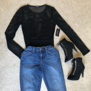 Fashion Nova black fishnet bodysuit size small